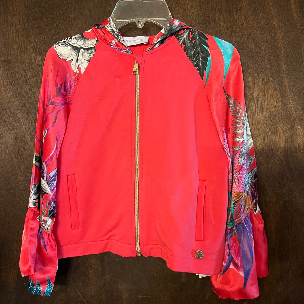 ROBERTO CAVALLI JUNIOR Kids' Zip-front Printed Hoodie In Pink